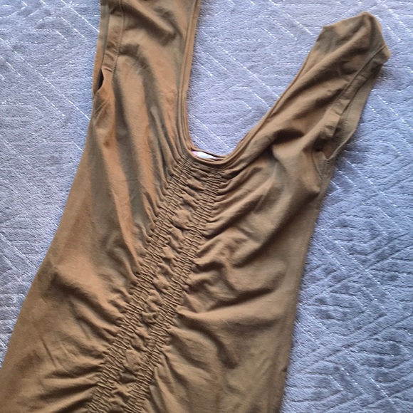 FP Beach Ruched Middle Olive Green Dress - Picture 4 of 5